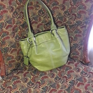 Green leather Tignanello purse